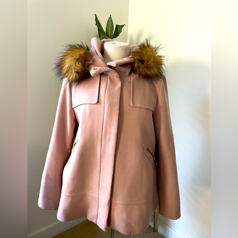 Zara pea jacket with fur hood